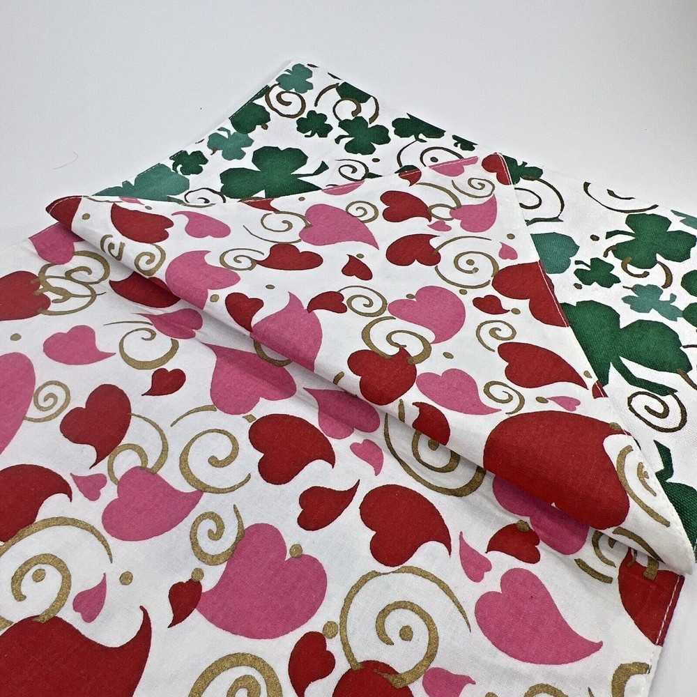 Holiday Table Runner Shamrock Valentines St Patrick’s Lucky Double Sided Hearts